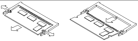 Figure showing the removal of a SODIMM memory module.