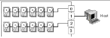 Configuration #3: Dual bus array configuration, connected to one host.