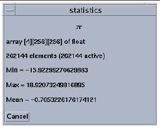 Screenshot of the visualizer statistics window. The sole button is Cancel.