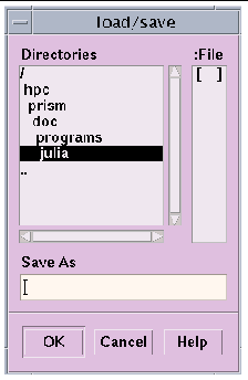 Screenshot of the load/save dialog box. Buttons are OK, Cancel, and Help.