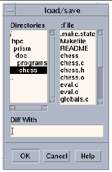 Screenshot of the Diff With dialog box. Buttons are OK, Cancel, and Help.