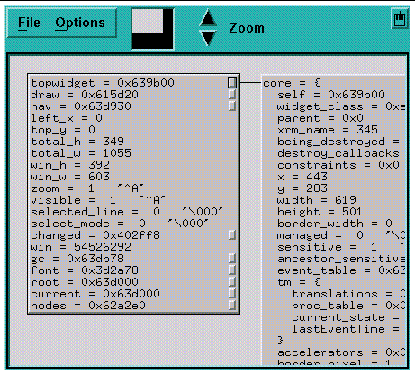 Screenshot of a structure visualizer, with one pointer expanded.