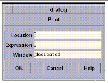 Screenshot of the Events menu Print dialog box. Buttons are OK, Cancel, and Help.