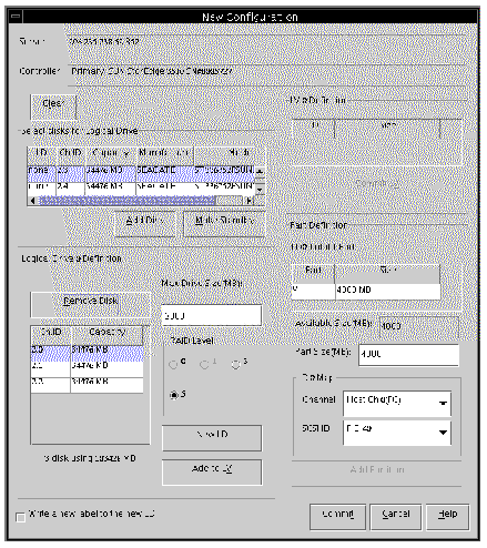 Screen capture of the New Configuration window showing Max Drive Size box details.