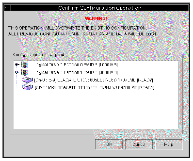 Screen capture of the Confirm Configuration Operation window warning that this operation overwrites the existing configuration.
