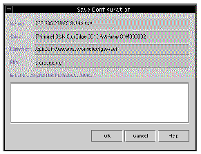 Screen capture of the Save Configuration window showing pertinent details.