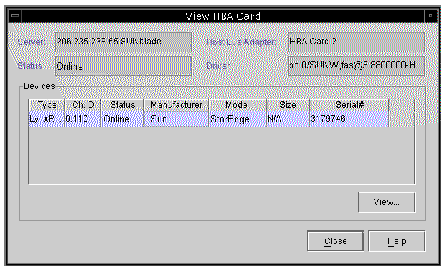 Screen capture showing View HBA Card.