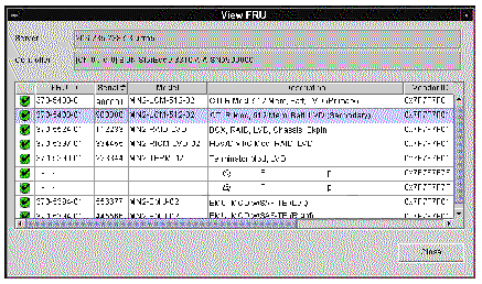 Screen capture showing the View FRU window.