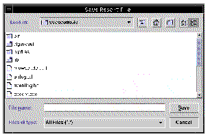 Screen capture showing the Save Report File window.
