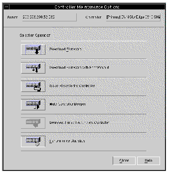 Screen capture showing the Controller Maintenance Options window.
