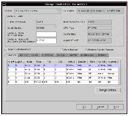 Screen capture showing the Change Controller Parameters window with the Channel tab displayed.