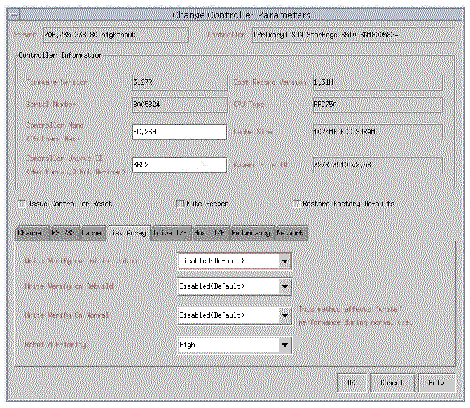 Screen capture showing the Change Controller Parameters window with the Disk Array tab displayed.