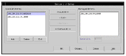 Screen capture of the Server Setup window.