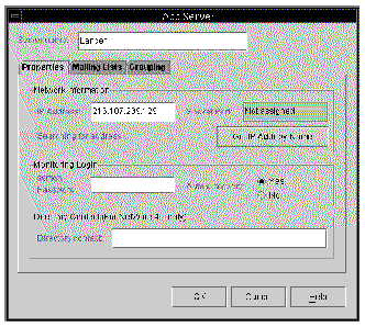 Screen capture of the Add Server window.