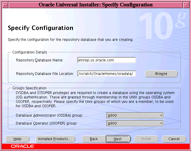 Specify repository configuration details.