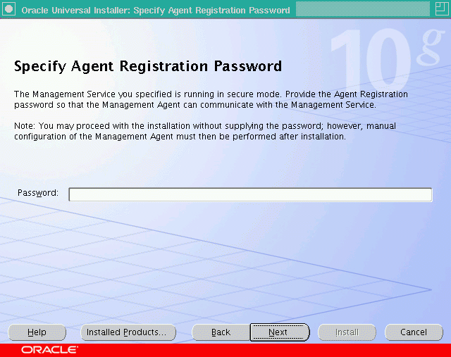 Specify Agent Resitration Password.