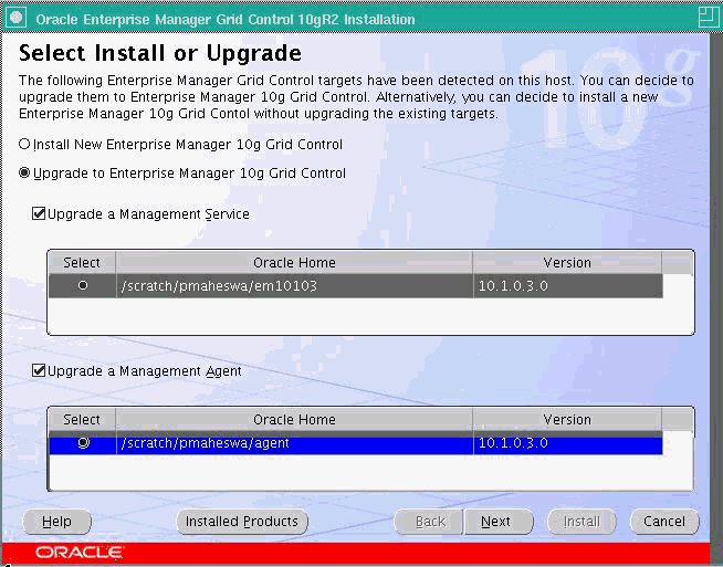 The Select Install or Upgrade screen.